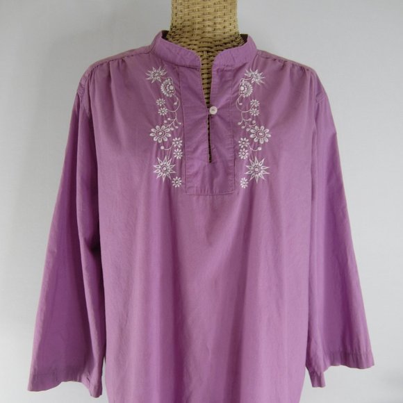 Tommy Hilfiger XL Purple Embroidered Boho Tunic - Picture 1 of 8